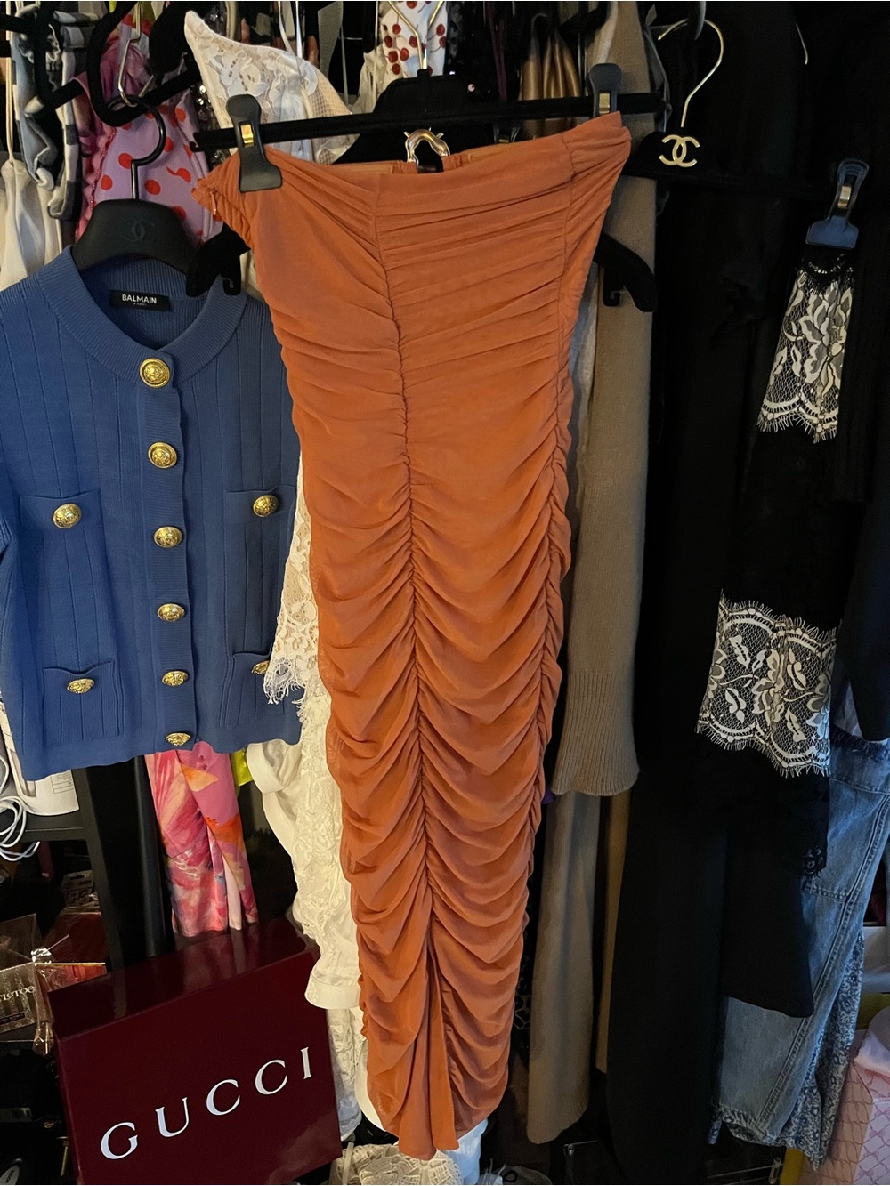 OH POLLY π strapless ( Gorgeous) burnt orange Summer Dress NWT size 2 ππ - Picture 6 of 6